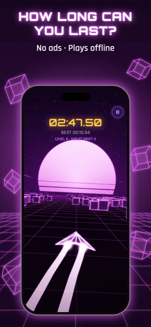 Level 6, Violet Drift II: how long can you last? No ads, plays offline.